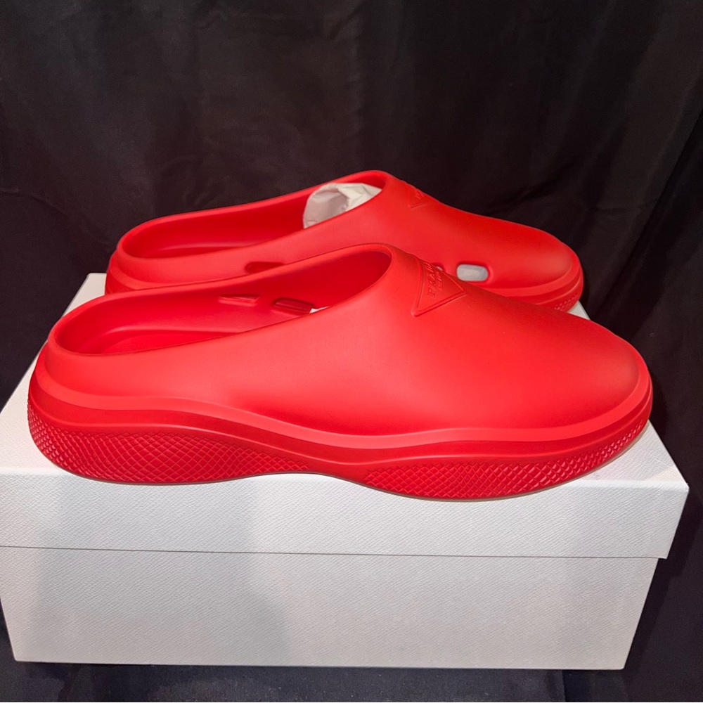Prada Rubber Mules (Red Slides)